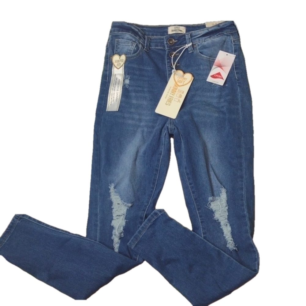 SKINNY fries high rise distressed jeans size 9